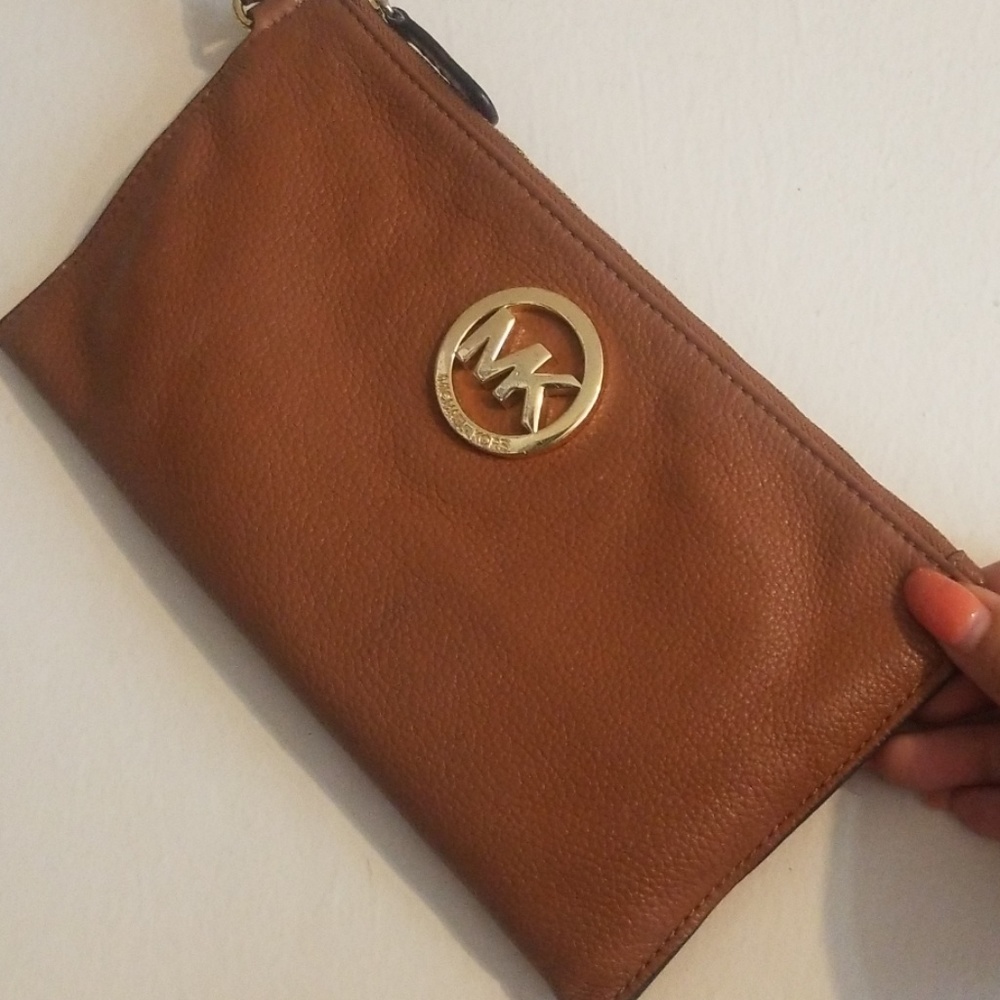 Michael Kors authentic camel brown leather wrislet